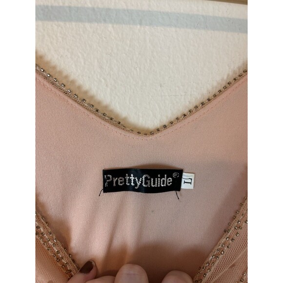 Women's Flapper Dress Vintage Style Beaded Fringe Great Gatsby Blush Size L - Picture 2 of 3